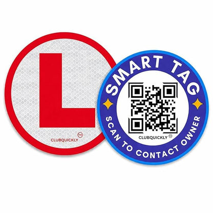 ClubQuickly Learning Driver - Smart Sticker Car QR Code Sticker - Number Hidden, Scan to Call or WhatsApp Owner, Masked Contact, Waterproof, Parking & Emergency Tag