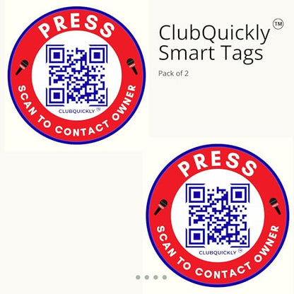 ClubQuickly Press Car QR Code Sticker - Number Hidden, Scan to Call or WhatsApp Owner, Masked Contact, Waterproof, Parking & Emergency Tag