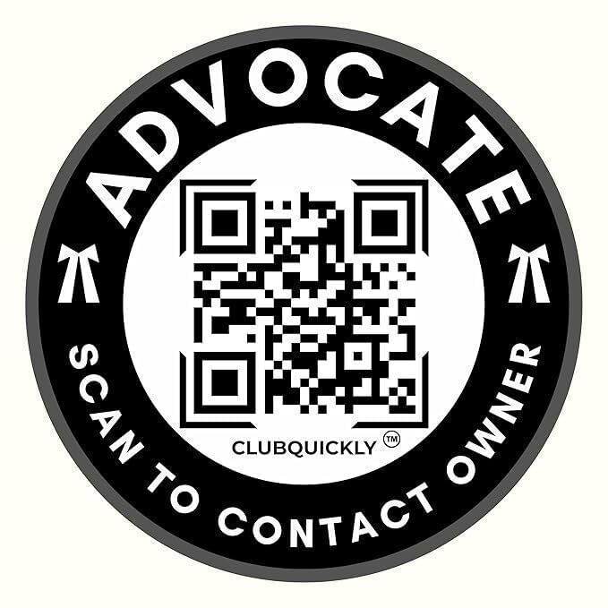 ClubQuickly Advocate - Bike Stickers Set - Smart QR Contact Sticker - Emergency & Parking Tag with OTP Secure Activation - Owner Contact & Phone Number Display - Privacy Protected