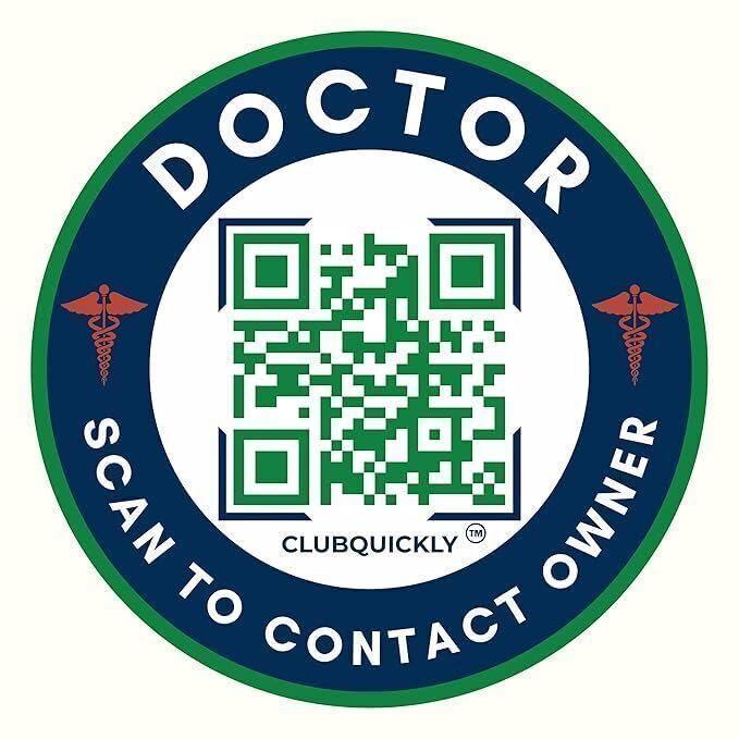 ClubQuickly Doctor - Bike Stickers Set - Smart QR Contact Sticker - Emergency & Parking Tag with OTP Secure Activation - Owner Contact & Phone Number Display - Privacy Protected