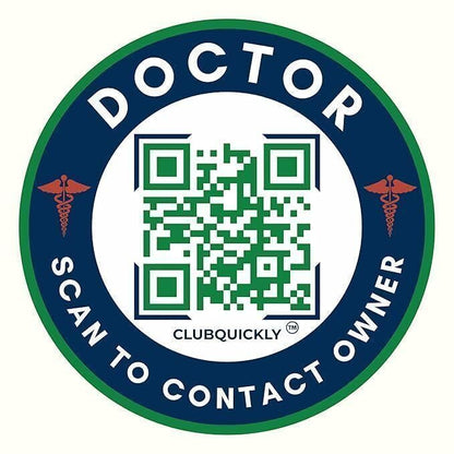 ClubQuickly Doctor - Bike Stickers Set - Smart QR Contact Sticker - Emergency & Parking Tag with OTP Secure Activation - Owner Contact & Phone Number Display - Privacy Protected
