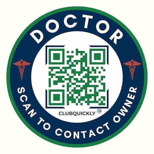 ClubQuickly Doctor - Bike Stickers Set - Smart QR Contact Sticker - Emergency & Parking Tag with OTP Secure Activation - Owner Contact & Phone Number Display - Privacy Protected