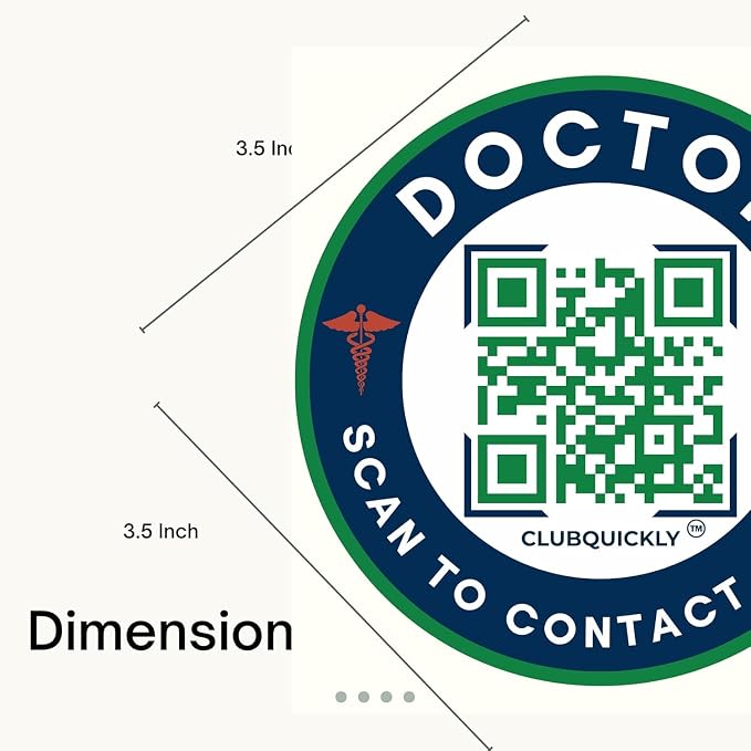 ClubQuickly Doctor - Bike Stickers Set - Smart QR Contact Sticker - Emergency & Parking Tag with OTP Secure Activation - Owner Contact & Phone Number Display - Privacy Protected