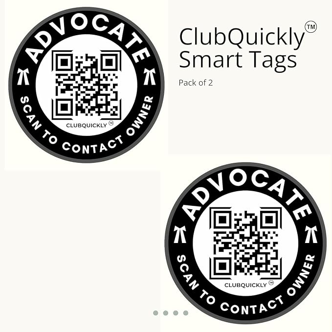 ClubQuickly Advocate - Bike Stickers Set - Smart QR Contact Sticker - Emergency & Parking Tag with OTP Secure Activation - Owner Contact & Phone Number Display - Privacy Protected