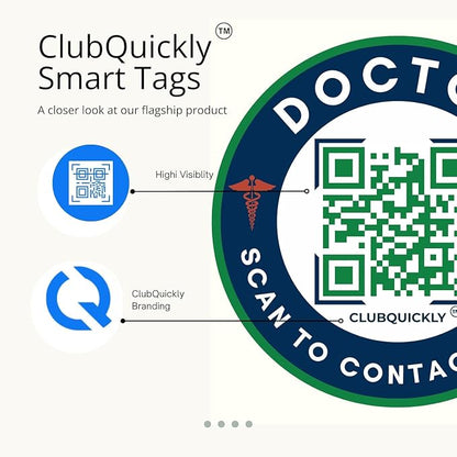 ClubQuickly Doctor - Bike Stickers Set - Smart QR Contact Sticker - Emergency & Parking Tag with OTP Secure Activation - Owner Contact & Phone Number Display - Privacy Protected