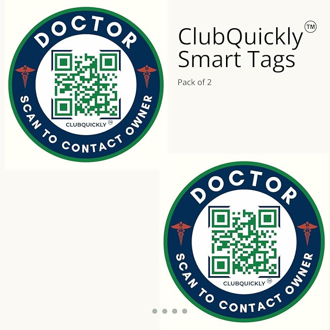 ClubQuickly Doctor - Bike Stickers Set - Smart QR Contact Sticker - Emergency & Parking Tag with OTP Secure Activation - Owner Contact & Phone Number Display - Privacy Protected