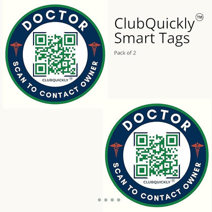ClubQuickly Doctor - Bike Stickers Set - Smart QR Contact Sticker - Emergency & Parking Tag with OTP Secure Activation - Owner Contact & Phone Number Display - Privacy Protected
