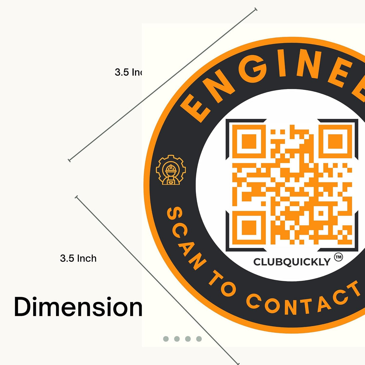 ClubQuickly Engineer Car QR Code Sticker - Number Hidden, Scan to Call or WhatsApp Owner, Masked Contact, Waterproof, Parking & Emergency Tag
