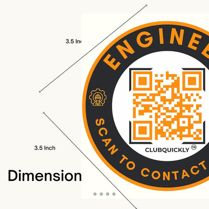 ClubQuickly Engineer Car QR Code Sticker - Number Hidden, Scan to Call or WhatsApp Owner, Masked Contact, Waterproof, Parking & Emergency Tag