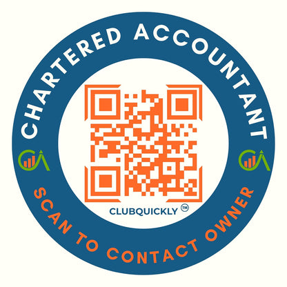 ClubQuickly CA - Chartered Accountant  Car QR Code Sticker - Number Hidden, Scan to Call or WhatsApp Owner, Masked Contact, Waterproof, Parking & Emergency Tag