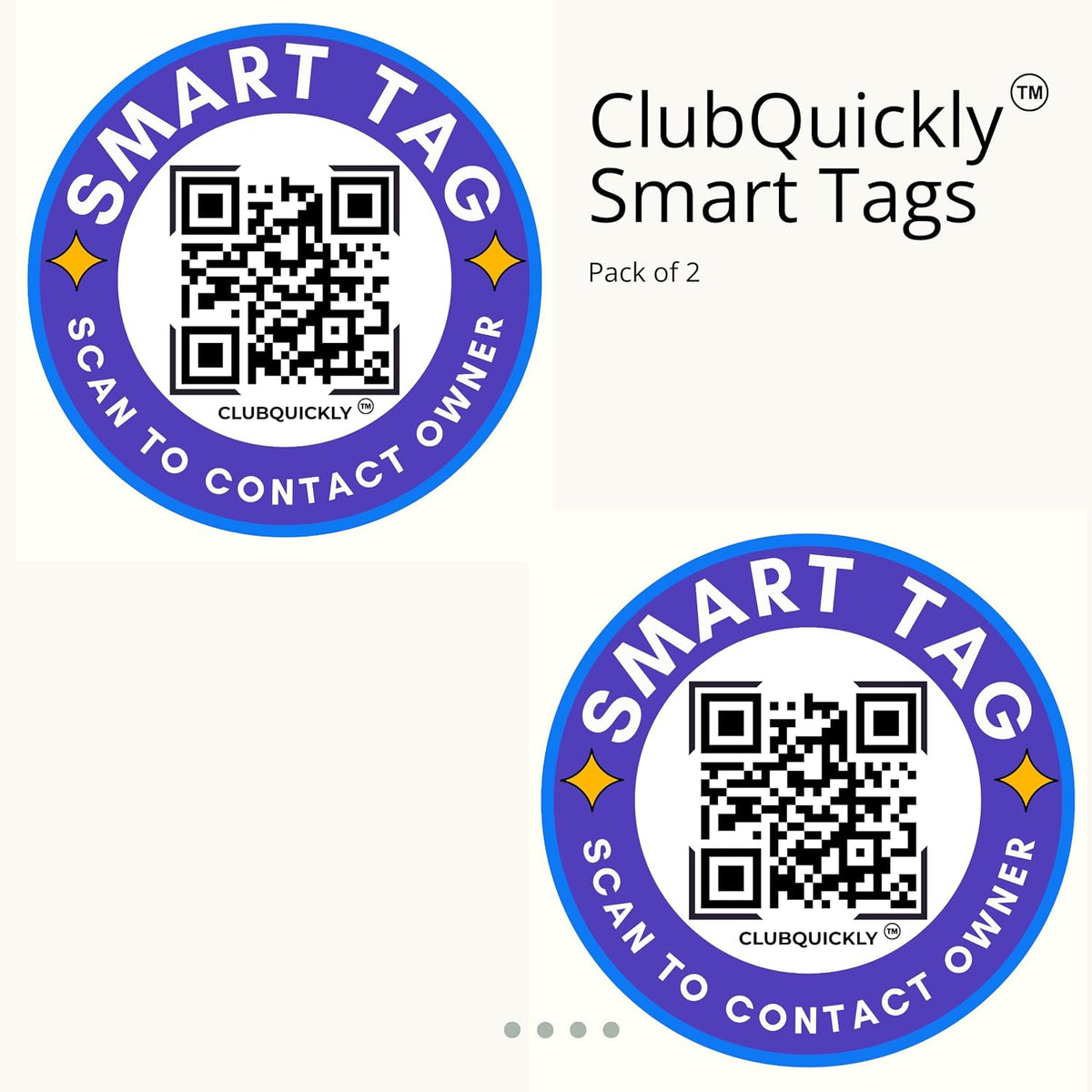 ClubQuickly Emergency - Blue Black Car QR Code Sticker - Number Hidden, Scan to Call or WhatsApp Owner, Masked Contact, Waterproof, Parking & Emergency Tag