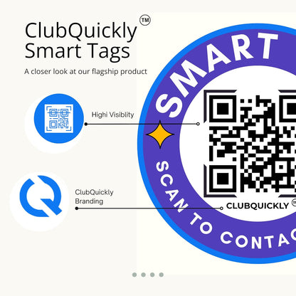ClubQuickly Emergency - Blue Black Car QR Code Sticker - Number Hidden, Scan to Call or WhatsApp Owner, Masked Contact, Waterproof, Parking & Emergency Tag
