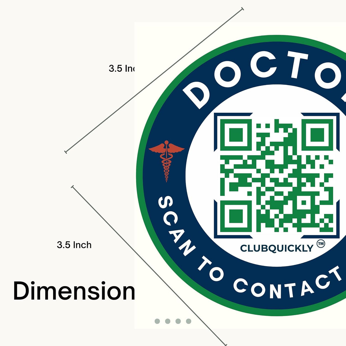 ClubQuickly Doctor Car QR Code Sticker - Number Hidden, Scan to Call or WhatsApp Owner, Masked Contact, Waterproof, Parking & Emergency Tag