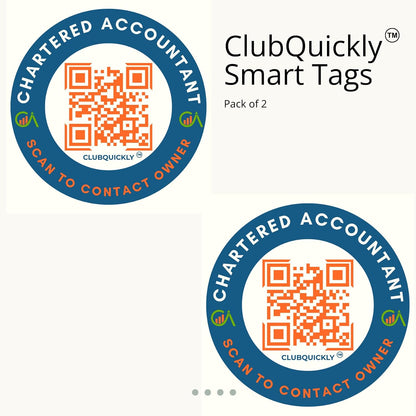 ClubQuickly CA - Chartered Accountant  Car QR Code Sticker - Number Hidden, Scan to Call or WhatsApp Owner, Masked Contact, Waterproof, Parking & Emergency Tag
