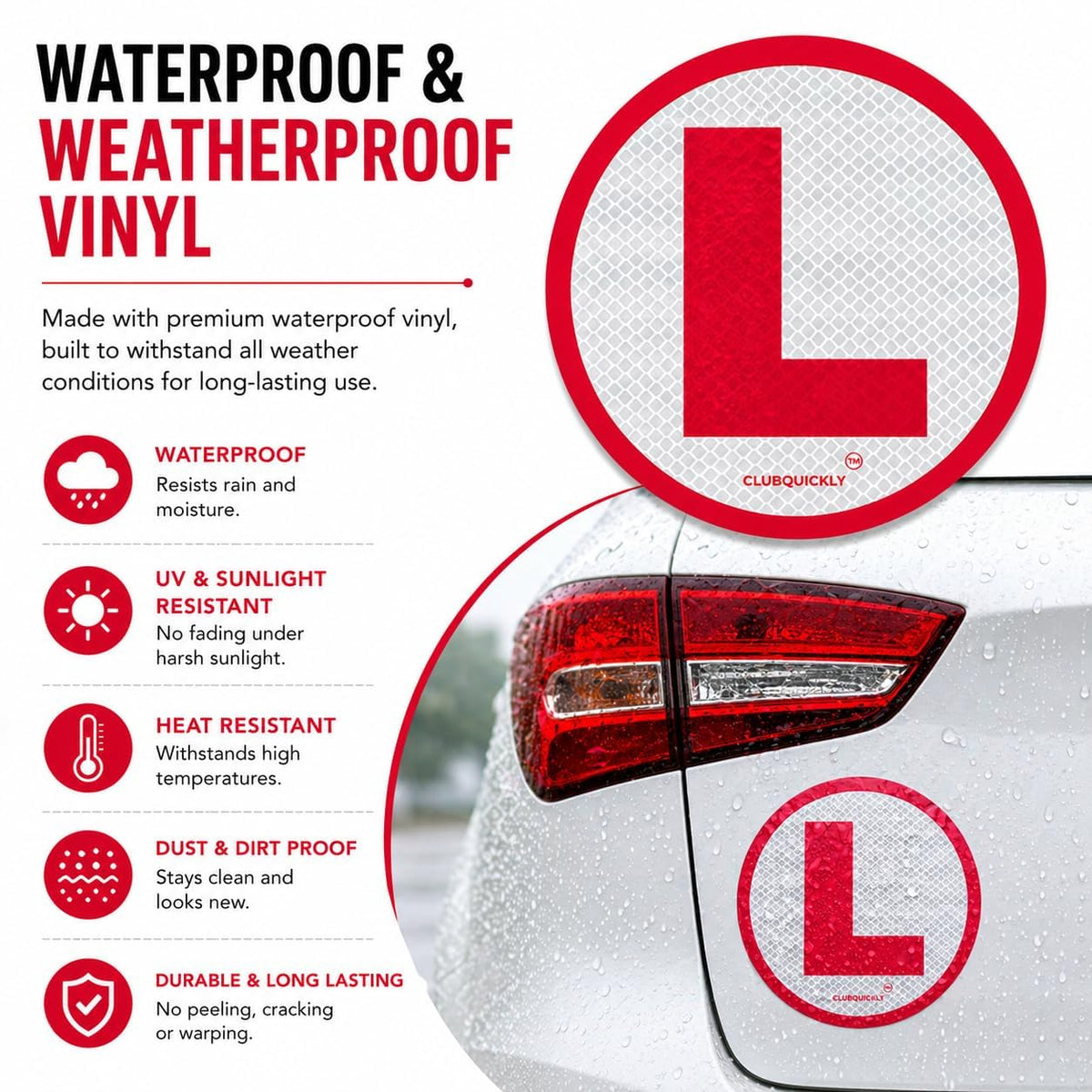 ClubQuickly Learning Driver - Smart Sticker Car QR Code Sticker - Number Hidden, Scan to Call or WhatsApp Owner, Masked Contact, Waterproof, Parking & Emergency Tag