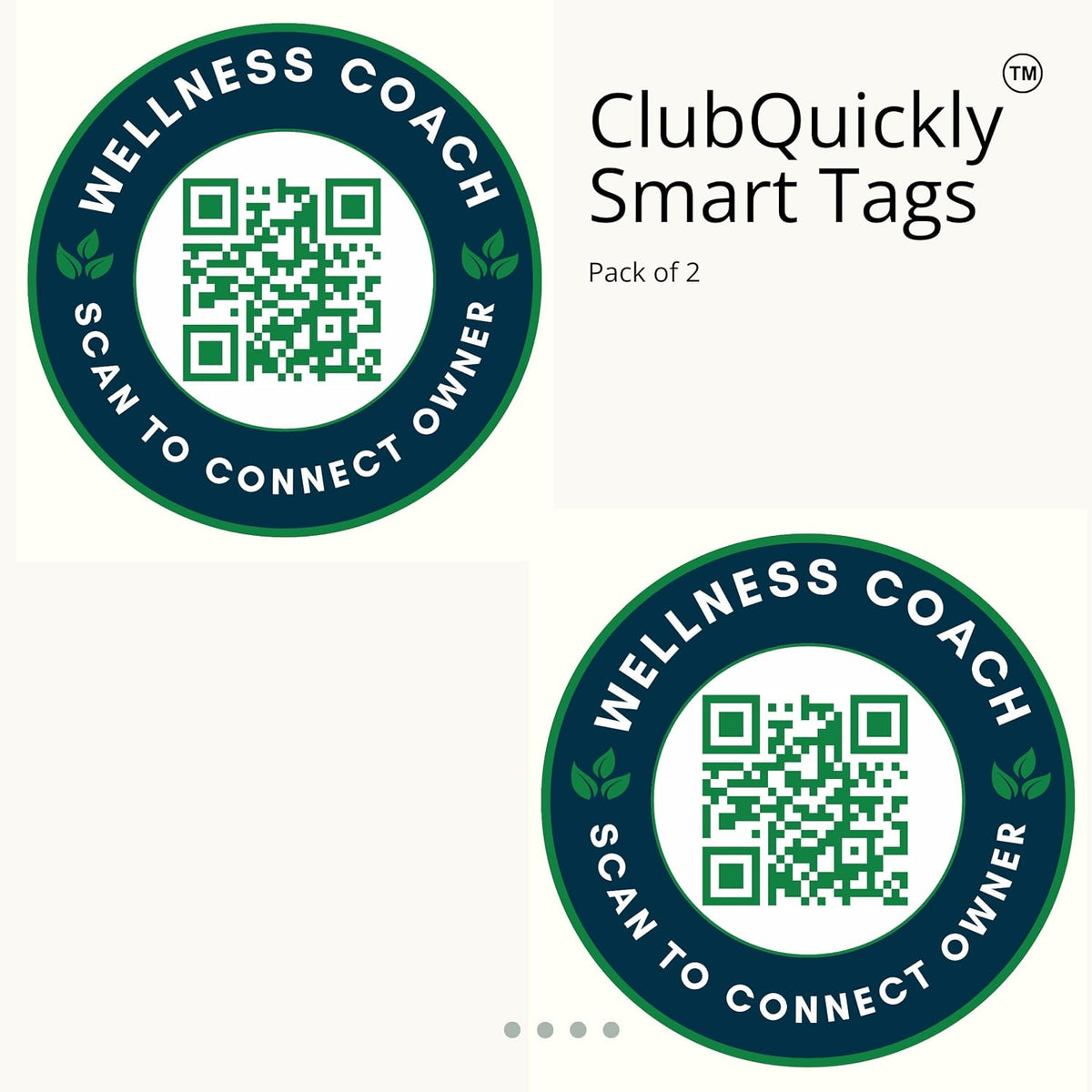 ClubQuickly Wellness Coach Car QR Code Sticker - Number Hidden, Scan to Call or WhatsApp Owner, Masked Contact, Waterproof, Parking & Emergency Tag