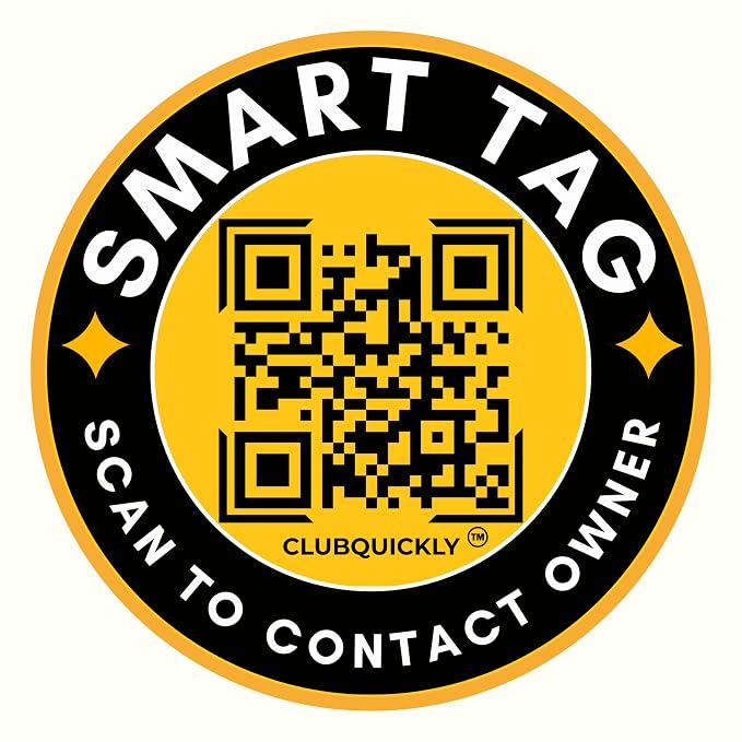 ClubQuickly Owner Alert - Yellow Black Car QR Code Sticker - Number Hidden, Scan to Call or WhatsApp Owner, Masked Contact, Waterproof, Parking & Emergency Tag