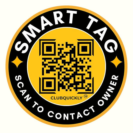 ClubQuickly Owner Alert - Yellow Black Car QR Code Sticker - Number Hidden, Scan to Call or WhatsApp Owner, Masked Contact, Waterproof, Parking & Emergency Tag