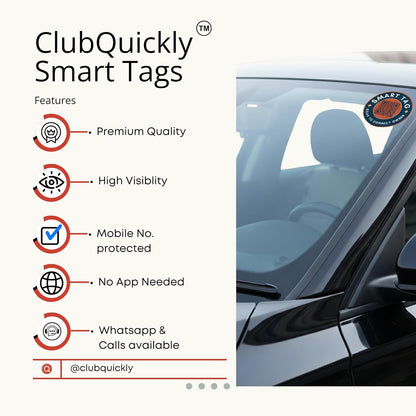 ClubQuickly Engineer Car QR Code Sticker - Number Hidden, Scan to Call or WhatsApp Owner, Masked Contact, Waterproof, Parking & Emergency Tag