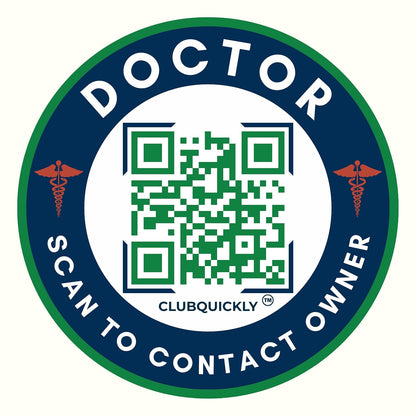 ClubQuickly Doctor Car QR Code Sticker - Number Hidden, Scan to Call or WhatsApp Owner, Masked Contact, Waterproof, Parking & Emergency Tag