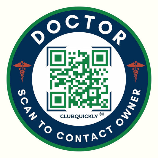 ClubQuickly Doctor Car QR Code Sticker - Number Hidden, Scan to Call or WhatsApp Owner, Masked Contact, Waterproof, Parking & Emergency Tag