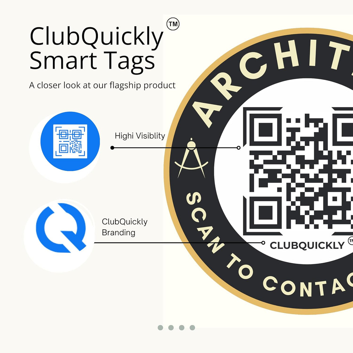 ClubQuickly Architect Car QR Code Sticker - Number Hidden, Scan to Call or WhatsApp Owner, Masked Contact, Waterproof, Parking & Emergency Tag