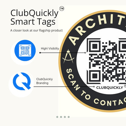ClubQuickly Architect Car QR Code Sticker - Number Hidden, Scan to Call or WhatsApp Owner, Masked Contact, Waterproof, Parking & Emergency Tag
