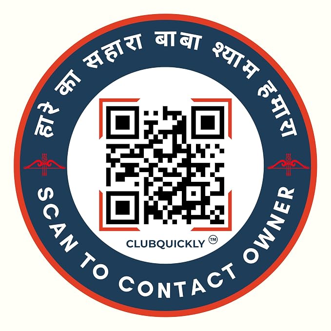 ClubQuickly Shree Khatu Shyam Ji Car QR Code Sticker - Number Hidden, Scan to Call or WhatsApp Owner, Masked Contact, Waterproof, Parking & Emergency Tag