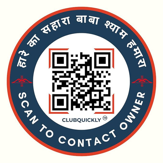 ClubQuickly Shree Khatu Shyam Ji Car QR Code Sticker - Number Hidden, Scan to Call or WhatsApp Owner, Masked Contact, Waterproof, Parking & Emergency Tag