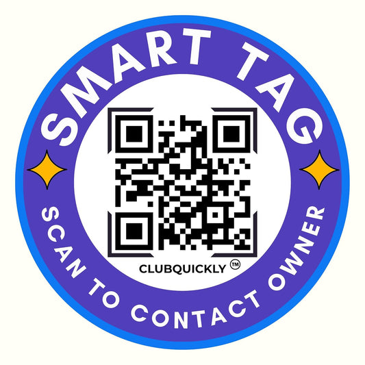 ClubQuickly Emergency - Blue Black Car QR Code Sticker - Number Hidden, Scan to Call or WhatsApp Owner, Masked Contact, Waterproof, Parking & Emergency Tag