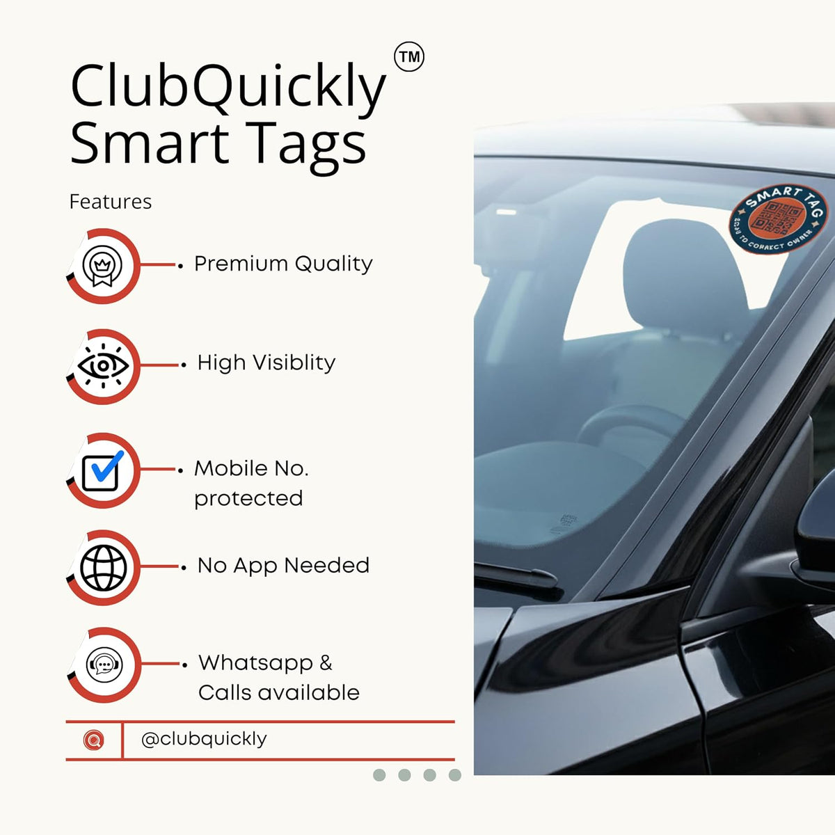 ClubQuickly Architect Car QR Code Sticker - Number Hidden, Scan to Call or WhatsApp Owner, Masked Contact, Waterproof, Parking & Emergency Tag