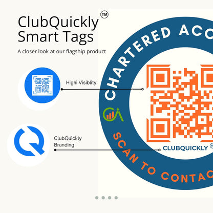 ClubQuickly CA - Chartered Accountant  Car QR Code Sticker - Number Hidden, Scan to Call or WhatsApp Owner, Masked Contact, Waterproof, Parking & Emergency Tag
