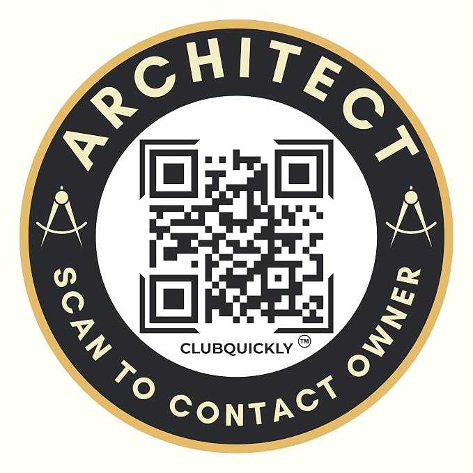 ClubQuickly Architect Car QR Code Sticker - Number Hidden, Scan to Call or WhatsApp Owner, Masked Contact, Waterproof, Parking & Emergency Tag