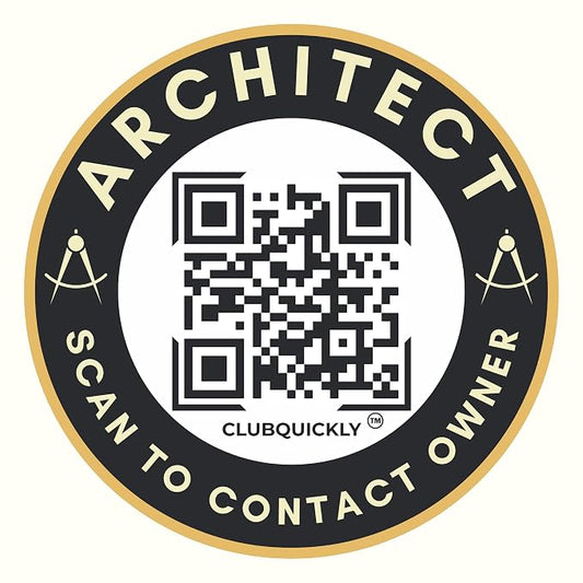 ClubQuickly Architect Car QR Code Sticker - Number Hidden, Scan to Call or WhatsApp Owner, Masked Contact, Waterproof, Parking & Emergency Tag