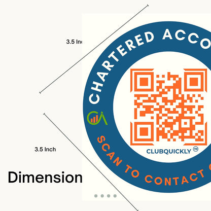 ClubQuickly CA - Chartered Accountant  Car QR Code Sticker - Number Hidden, Scan to Call or WhatsApp Owner, Masked Contact, Waterproof, Parking & Emergency Tag