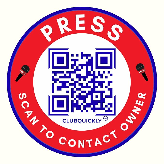 ClubQuickly Press Car QR Code Sticker - Number Hidden, Scan to Call or WhatsApp Owner, Masked Contact, Waterproof, Parking & Emergency Tag