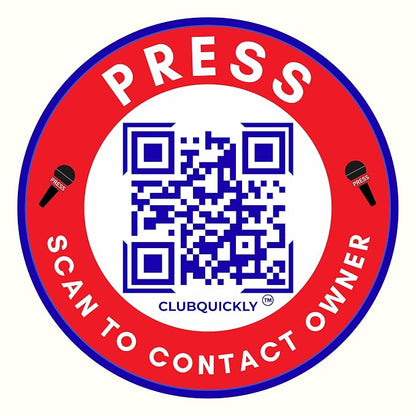 ClubQuickly Press Car QR Code Sticker - Number Hidden, Scan to Call or WhatsApp Owner, Masked Contact, Waterproof, Parking & Emergency Tag
