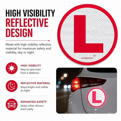 ClubQuickly Learning Driver - Smart Sticker Car QR Code Sticker - Number Hidden, Scan to Call or WhatsApp Owner, Masked Contact, Waterproof, Parking & Emergency Tag