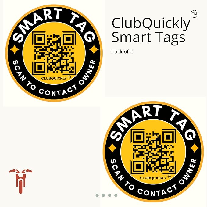 ClubQuickly Owner Alert - Bike Stickers Set - Smart QR Code Bike Parking Tag - Scan to Call Owner Without Sharing Number - No App Needed - Privacy Protected