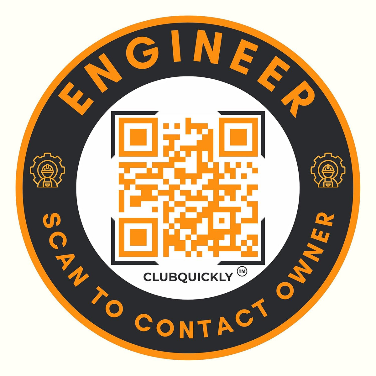 ClubQuickly Engineer Car QR Code Sticker - Number Hidden, Scan to Call or WhatsApp Owner, Masked Contact, Waterproof, Parking & Emergency Tag