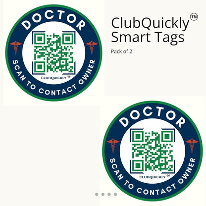 ClubQuickly Doctor Car QR Code Sticker - Number Hidden, Scan to Call or WhatsApp Owner, Masked Contact, Waterproof, Parking & Emergency Tag