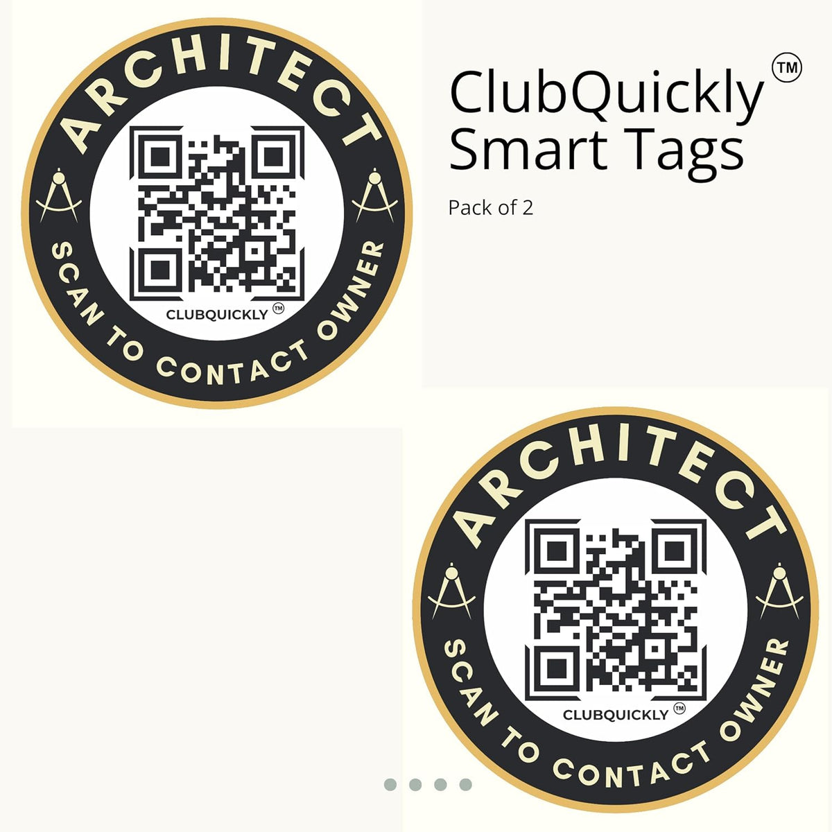 ClubQuickly Architect Car QR Code Sticker - Number Hidden, Scan to Call or WhatsApp Owner, Masked Contact, Waterproof, Parking & Emergency Tag