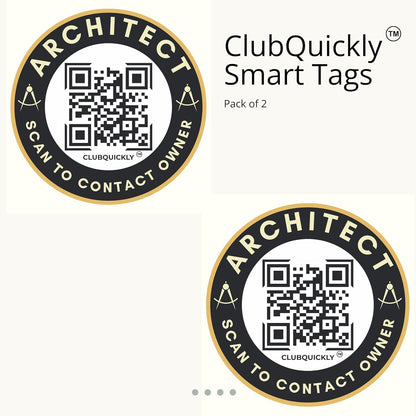 ClubQuickly Architect Car QR Code Sticker - Number Hidden, Scan to Call or WhatsApp Owner, Masked Contact, Waterproof, Parking & Emergency Tag