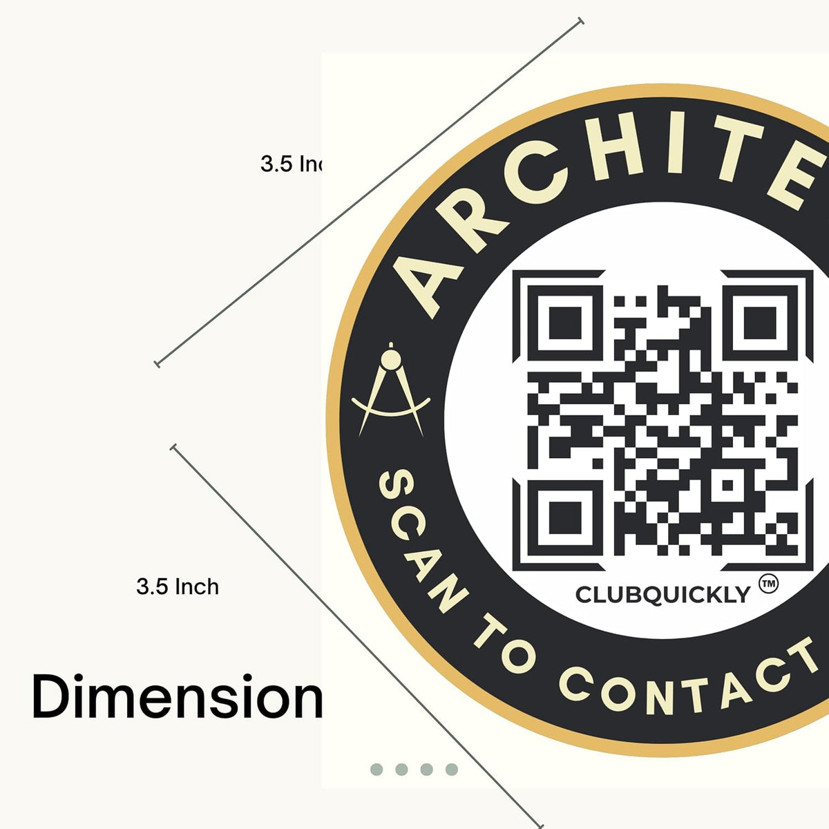 ClubQuickly Architect Car QR Code Sticker - Number Hidden, Scan to Call or WhatsApp Owner, Masked Contact, Waterproof, Parking & Emergency Tag