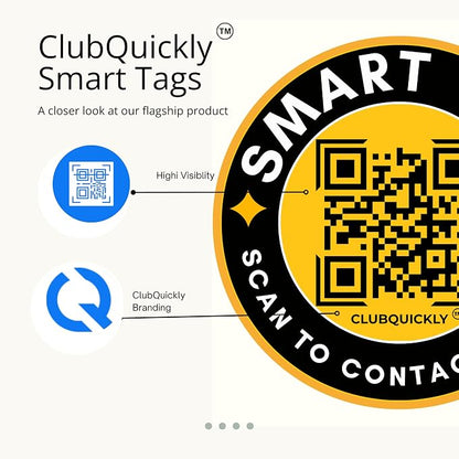 ClubQuickly Owner Alert - Yellow Black Car QR Code Sticker - Number Hidden, Scan to Call or WhatsApp Owner, Masked Contact, Waterproof, Parking & Emergency Tag