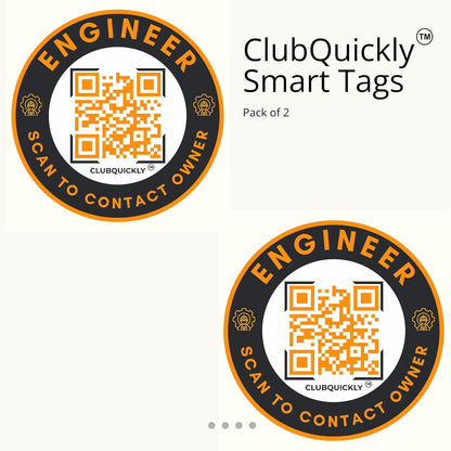 ClubQuickly Engineer Car QR Code Sticker - Number Hidden, Scan to Call or WhatsApp Owner, Masked Contact, Waterproof, Parking & Emergency Tag