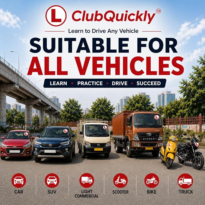 ClubQuickly Learning Driver - Smart Sticker Car QR Code Sticker - Number Hidden, Scan to Call or WhatsApp Owner, Masked Contact, Waterproof, Parking & Emergency Tag