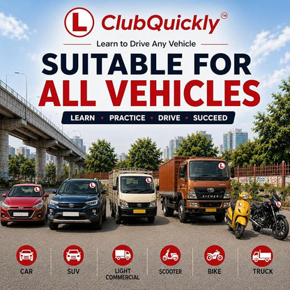 ClubQuickly Learning Driver - Smart Sticker Car QR Code Sticker - Number Hidden, Scan to Call or WhatsApp Owner, Masked Contact, Waterproof, Parking & Emergency Tag