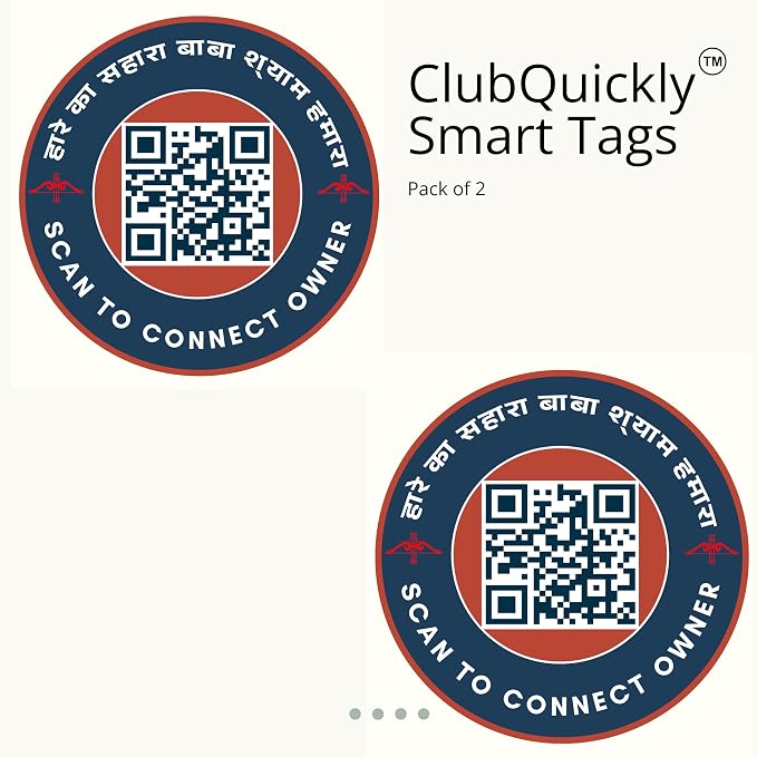 ClubQuickly Shree Khatu Shyam Ji Car QR Code Sticker - Number Hidden, Scan to Call or WhatsApp Owner, Masked Contact, Waterproof, Parking & Emergency Tag